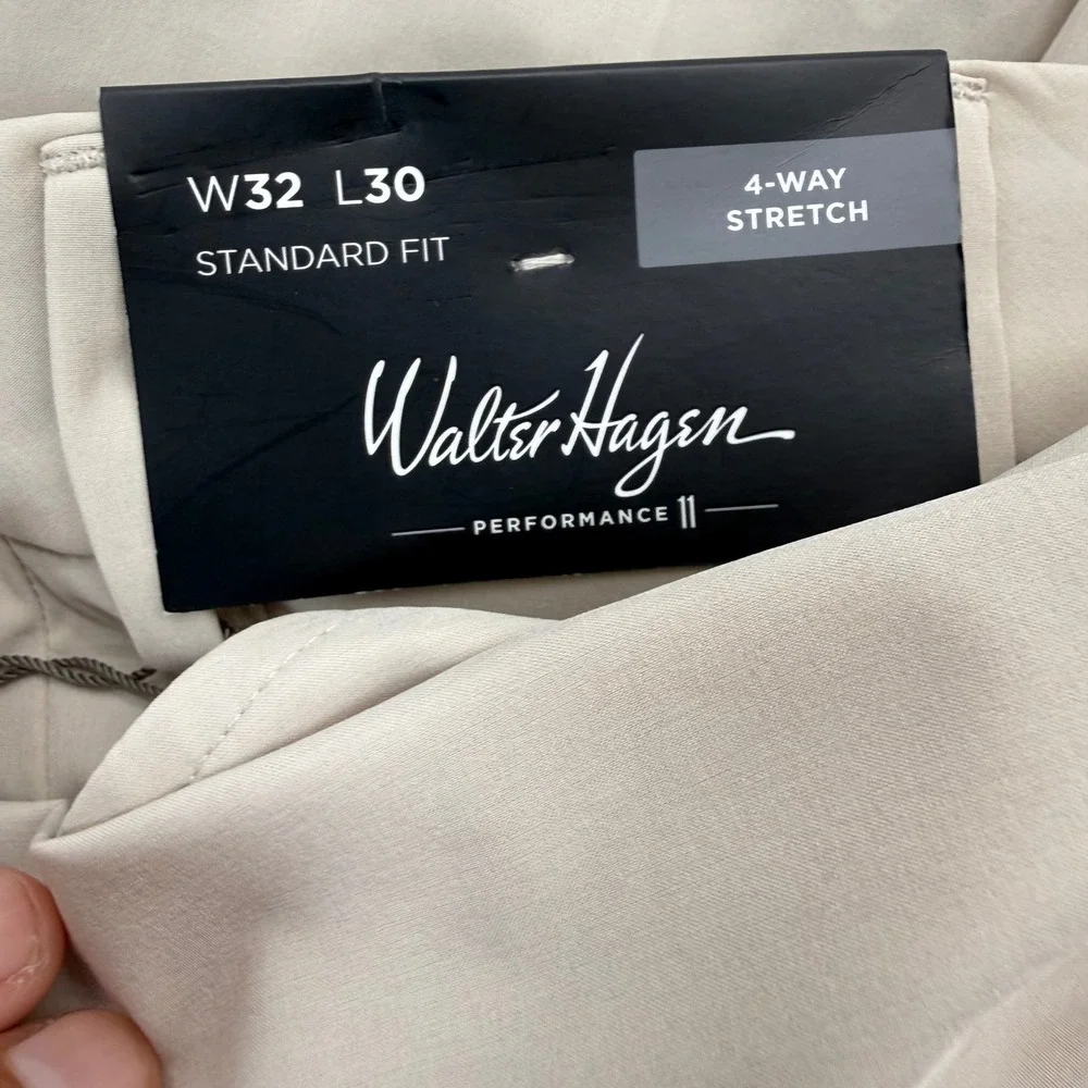 Walter Hagen Golf Pants Men 32x30 Khaki Performance 11 Standard 4-Way Stretch